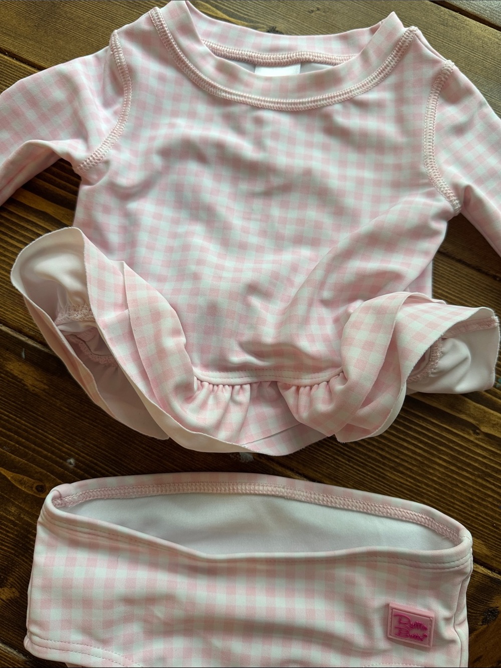 Ruffle Butts Pink Gingham Ruffle Swim Set